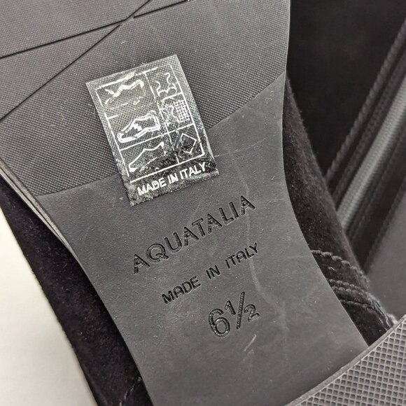 Aquatalia Women Nova Black Suede Stretch Panel Dress Office Knee Boots size 6.5 - Picture 8 of 10